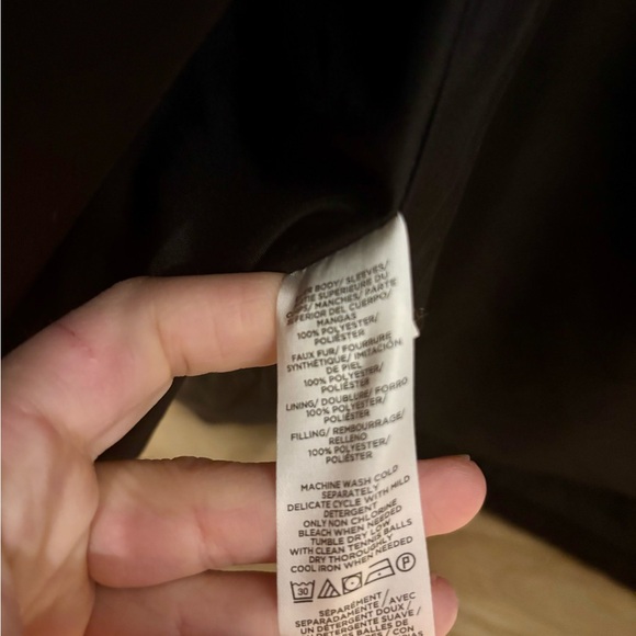 LOFT Black Shearling Mixed Media Coat - XXS Petite - Picture 10 of 10